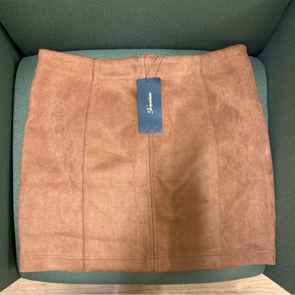 Camel Suede Mini Skirt NWT